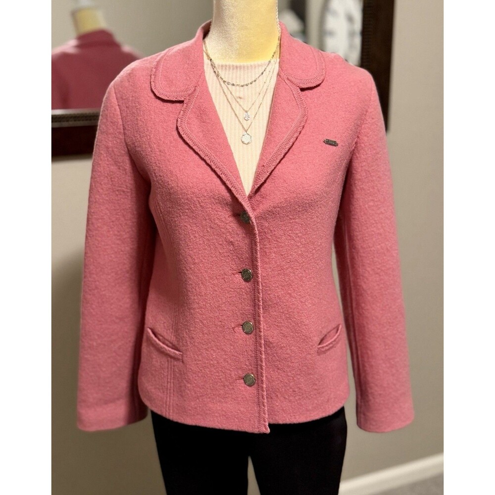 Vintage Original Boos Austria 100% Wool Blazer Womens S M Pink Alpine Jacket